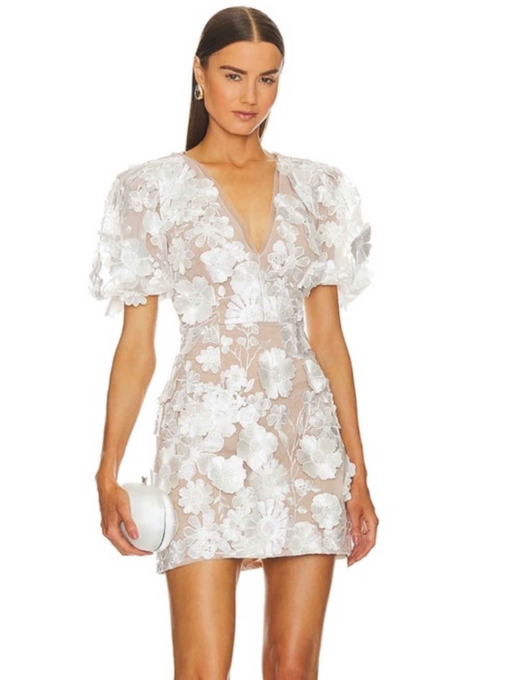 Elliatt Zayla White 3D Floral Mini Dress
